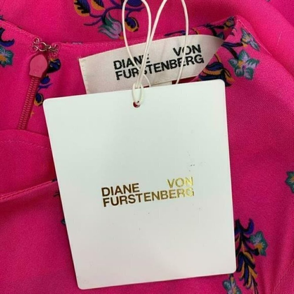 DVF Diane von Furstenberg Ruffle Floating Lily Ranunculus dress shift pink new S - Picture 6 of 7
